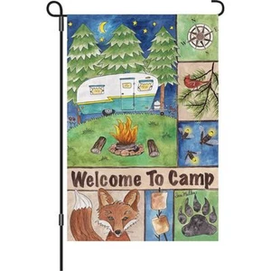 Bienvenido al campamento (12"" x 18"" aprox) bandera tamaño jardín PR 56178 - Imagen 1 de 1