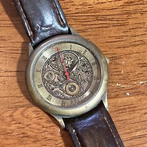 Vintage Relic Mens Watch Steam Punk ZR75700 w Leather Band Works w New Battery - Picture 1 of 10