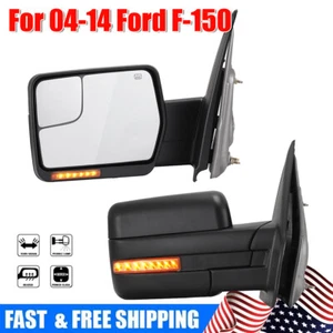 Pair Power Heated Tow Mirrors Dynamic Sequential Turn Signal For 04-14 Ford F150 - Bild 1 von 14