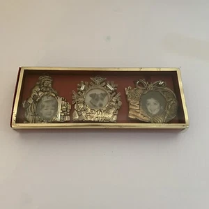 Gorham Christmas Silverplated Ornament Frames Set of 3 Santa Snowmen Stockin NIB - Picture 1 of 7