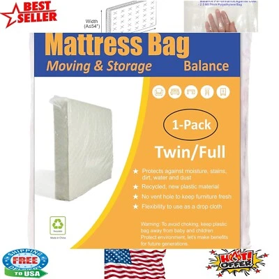 Durable Twin/Full Mattress Bag - Ideal for Moving and Long-Term Storage - Image 1 of 4