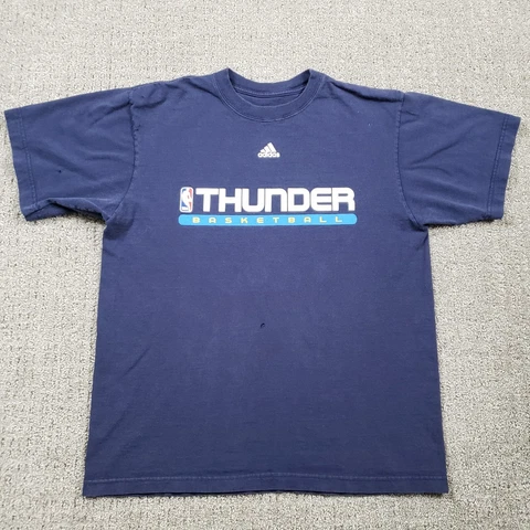 OKLAHOMA CITY THUNDER Shirt Mens Medium Blue Adidas NBA Basketball Short Sleeve Cover