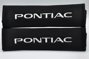 2 pcs (1 PAIR) Pontiac Embroidery Seat Belt Cover Shoulder Pads (White on Black) - Picture 1 of 1