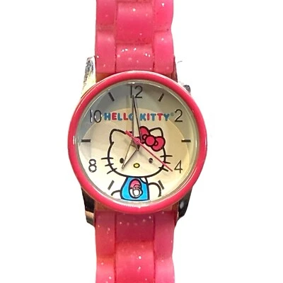 Reloj Hello Kitty Rosa Brillante Silicona Banda Sanrio Foto 1 de 4