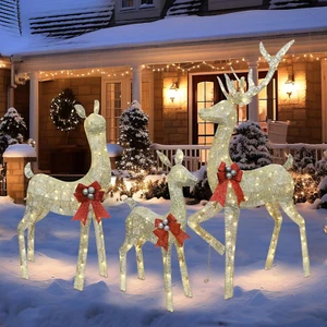 3 Pcs Christmas Reindeer Decorations Outdoor, Lighted Large Deer Yard Decor Ligh - Picture 1 of 7
