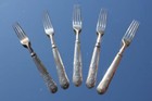 RED STAR LINE 5X KINGS PATTERN STEAMSHIP SILVER PLATE 6.5" FRUIT FORKS C-1920