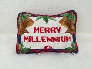 Homespun Elegance Merry Millennium Cross Stitch Pattern Pillow - Picture 1 of 6