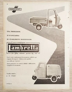 1957 PUBBLICITÀ LOCANDINA MOTOFURGONE LAMBRETTA Advertising - Imagen 1 de 1