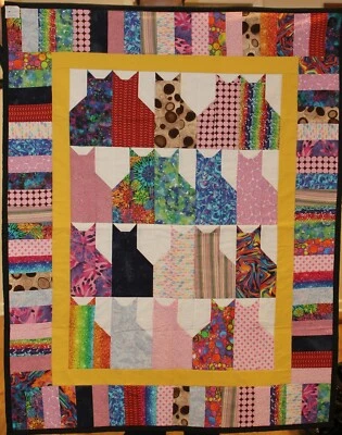 Hecho a mano Borde Dorado Colorido Gatito Gato Edredón Lanzamiento CATO RESCATE Foto 1 de 2