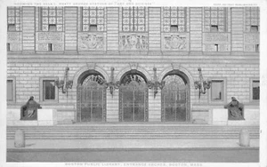 Boston Massachusetts~Detroit Publishing~Public Library~Art, Science Statues 1910 - Picture 1 of 2
