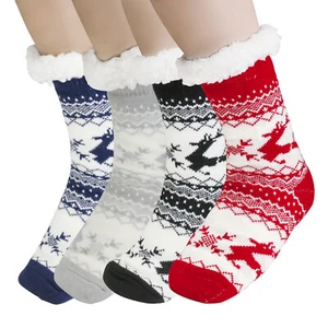 Women's Soft Cozy Fuzzy Sherpa Fleece Lined Slipper Socks Winter Warm Thermal US - Picture 1 of 51