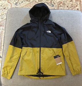 The North Face Mens Medium Antora Rain Hoodie Jacket Black / Gold -NEW WITH TAGS