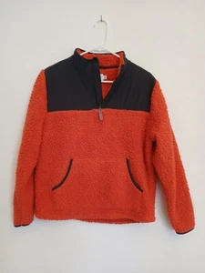 Boys Youth Husky Orange Grey Fleece Pullover Fleece Half Zip Jacket Coat XL EUC - Picture 1 of 3