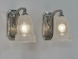 HETTIER & VINCENT : pair of French 1930 art deco wall sconces  #2... lamp France - Picture 1 of 12