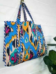 Bolsos de Mano Indios Acolchados Hechos a Mano Bloque de Algodón Bolso de Compras de Hombro Grande para Mujer - Imagen 1 de 3