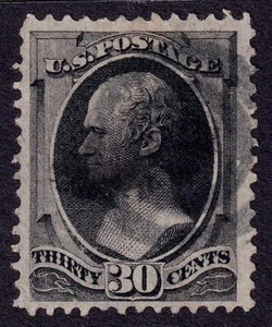 US Scott 154, 1870 Hamilton, 30c black, FINE USED *Fancy Cancel* - Bild 1 von 1