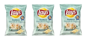 Lay's Southern Biscuits & Gravy Potato Chips 7.75 oz 3 Bags Limited Time Flavor - Picture 1 of 5