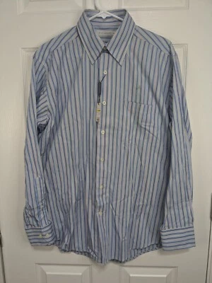 Camisa Alex Cannon Para Hombre Azul Mediana Abotonada Manga Larga Rayas Foto 1 de 4