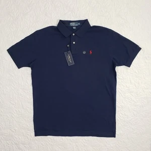 NWT Vtg Polo Ralph Lauren Mesh Shirt Mens XL Blue Solid Pony Cotton Short Sleeve - Picture 1 of 11