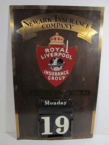 Royal Liverpool Group Insurance Co Calendario ADVERTISING Newark Ny Ny Vintage METALLO - Foto 1 di 12