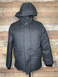 Cole Haan Mens Charcoal Gray Zipper Front Down Hooded Bomber Jacket Coat Size M - Picture 1 of 10