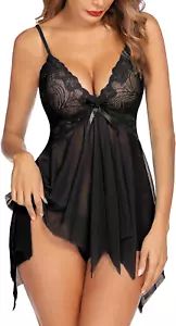 Lingerie for Women Lace Babydoll Sleepwear Boudoir Outfits plus Size Langeray XS - Picture 1 of 12