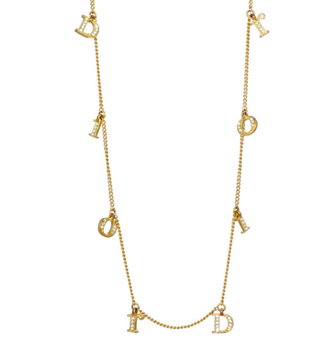 Collana Christian Dior linea pendente oro pietra 42 45 cm originale dal Giappone usata