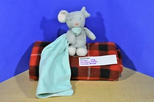 Carter's Grey Mouse/Green Security Blanket Rattle Plush(310-1140) - Picture 1 of 7
