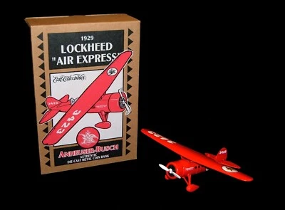 Ertl 1929 Lockheed Air Express Anheuser-Busch Die Cast Red Airplane Bank NIB - Image 1 of 4