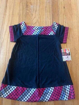 Nuevo Vestido Estilo Túnica ROXY para Niñas Negro con Círculos Talla S Foto 1 de 2