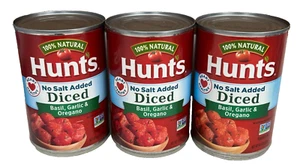 Hunt's 100% Natural No Salt Added Diced Tomatoes w/ Basil Garlic Oregano 14.5oz - Picture 1 of 1