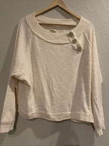 We the Free People Ivory Don't Forget Me Top Button Sweatshirt Dolman Gr. M - Bild 1 von 4