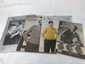 VINTAGE - 4 x KNITTING PATTERN BOOKS - PATONS, BESTWAY, PATONS & BALDWINS - MENS - Picture 1 of 5