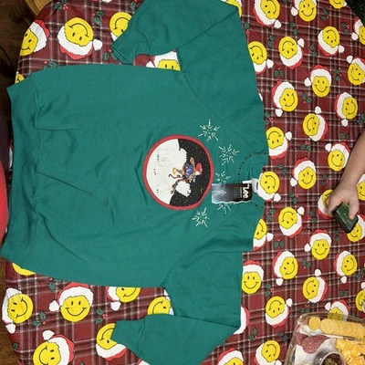 Sudadera vintage nueva con etiquetas años 90 Lee novedad vacaciones Navidad con diseño de pintura hinchada Foto 1 de 4