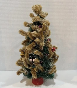 Vintage MCM 12" beflockte Flaschenbürste Tischplatte Weihnachtsbaum Quecksilber Kugeln - Bild 1 von 10