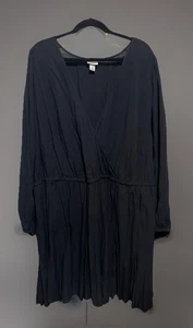 Vestido para mujer Ava & Viv negro manga larga, bolsillos cintura elástica talla grande 4X - Imagen 1 de 5