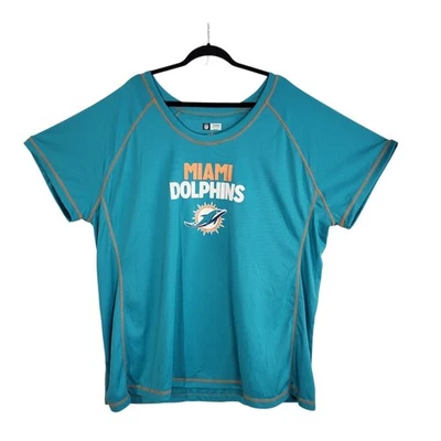 NFL Miami Dolphins Camiseta Manga Corta Para Mujer 2X Aqua Fútbol Transpirable NUEVA Foto 1 de 4