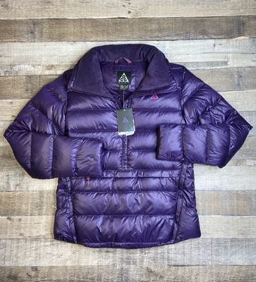 New Nike ACG Jacket Womens S 800 Fill Goose Down Purple Puffer 1/2 Zip Coat - Image 1 of 4
