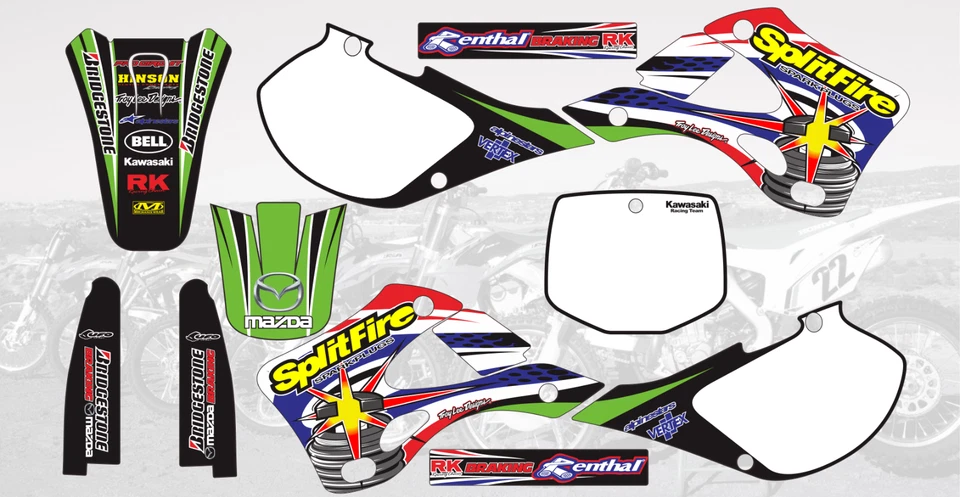 AM 219W GRAPHICS KIT FOR KAWASAKI KX 125 250 KX125 KX250 1999 2000 2001 2002 Foto 1 de 1