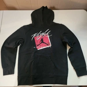 Nike Air Jordan Flight Hoodie Boys Large 12-13 Years Black Red Graphic - Picture 1 of 7