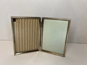 Vintage Doppel Bilderrahmen 4x5 Messingfarben Metall Foto - Bild 1 von 8