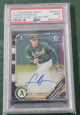 2019 1st First Bowman Draft Chrome Black Refractor /75 Logan Davidson Autograph  - Image 1 of 2