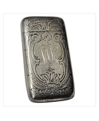 НЕОБЫЧНЫЙ 1940-х годов из чистого серебра матч сейф / жилет чехол,  - Изображение 1 из 4