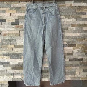 AGOLDE BROKEN WAISTBAND HIGH RISE JEANS IN SIDELINE BLUE SIZE 27 $248 NWT - Picture 1 of 9