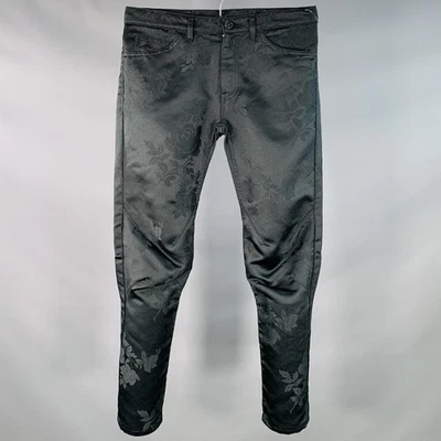 COMME des GARCONS HOMME PLUS S 码黑色花卉提花缎面休闲裤 — 第 1/4 张图片