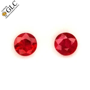 💎GLC ZERTIFIZIERTES Paar 2 Stück/0,59ct natürlicher roter burmesischer Rubin - nur erhitzt kein Glas - Bild 1 von 5