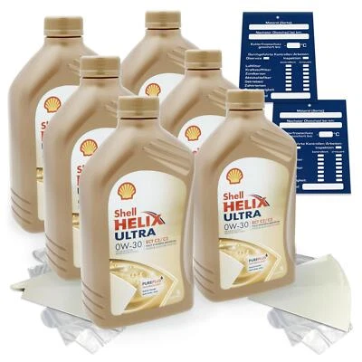 6 Litro Original Shell Helix Ultra Ect C2/C3 0W30 Aceite Porsche C30 Api Sn Kit - Imagen 1 de 4