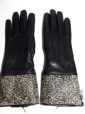 MUJER PEQUEÑO NEGRO MICRO PUNTO UGG PIEL ANIMAL CUERO PANTALLA TÁCTIL GUANTES INTELIGENTES Foto 1 de 4