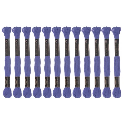 12 Skeins Embroidery Floss 8m Egyptian Cotton Cross Stitch Thread, Blue Purple - Image 1 of 4
