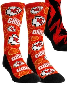 ONE PAIR - KANSAS CITY CHIEFS - ROCK'EM SOCKS - L/XL - SUPER BOWL LIX - NEW COOL - Picture 1 of 3